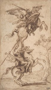 El hechicero Atlante secuestrando a la dama de Pinabello (Ariosto, Orlando Furioso, canto II, 38), c.1635-38 de Nicolas Poussin